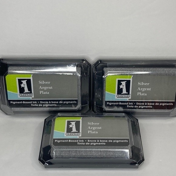 Inkadinkado Pigment Based Ink Stamp Pad Silver Set of 3 Crafts - Picture 1 of 13